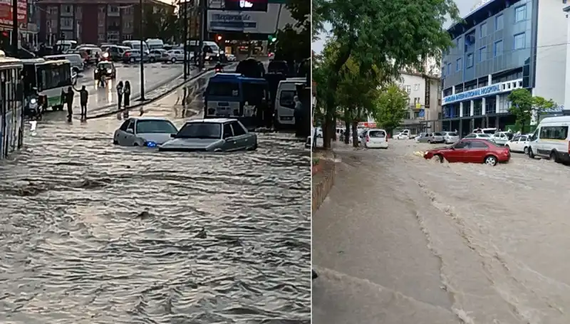 Ankara'da Yağmur Fırtınası: Arabalar Sürüklendi, Sokaklar Nehre Döndü