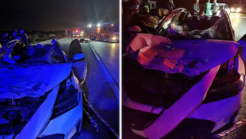 Ata çarpan otomobilin takla atma anı güvenlik kamerasında görüntülendi