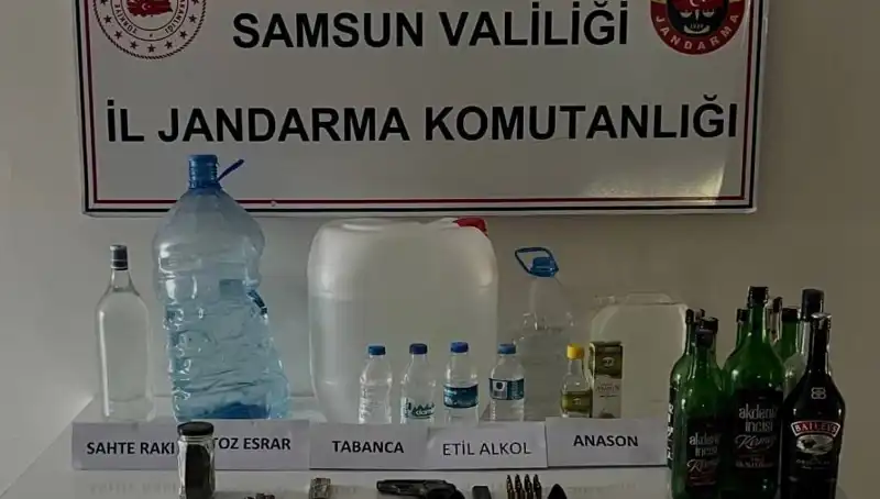 Samsun'da Sahte İçki Operasyonunda Litrelerce Ele Geçirildi
