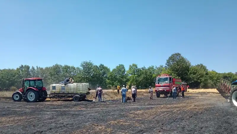 10 Dönümlük Buğday Tarlasında Çıkan Yangın Korkuttu